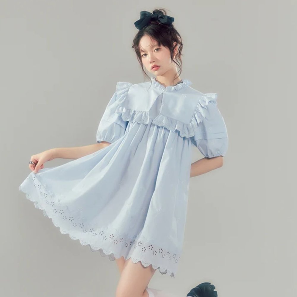 DIDDI MODA Princess Classical Frill Girly Lace One-Piece Dress